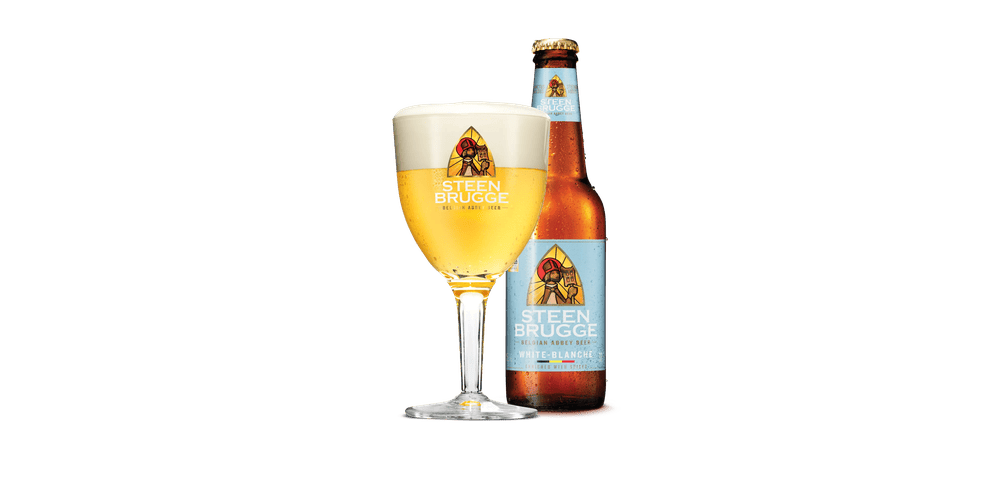 Steenbrugge wit 5,0% flesje en glas