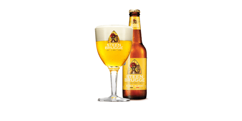 Steenbrugge Blond 6,5% flesje en glas